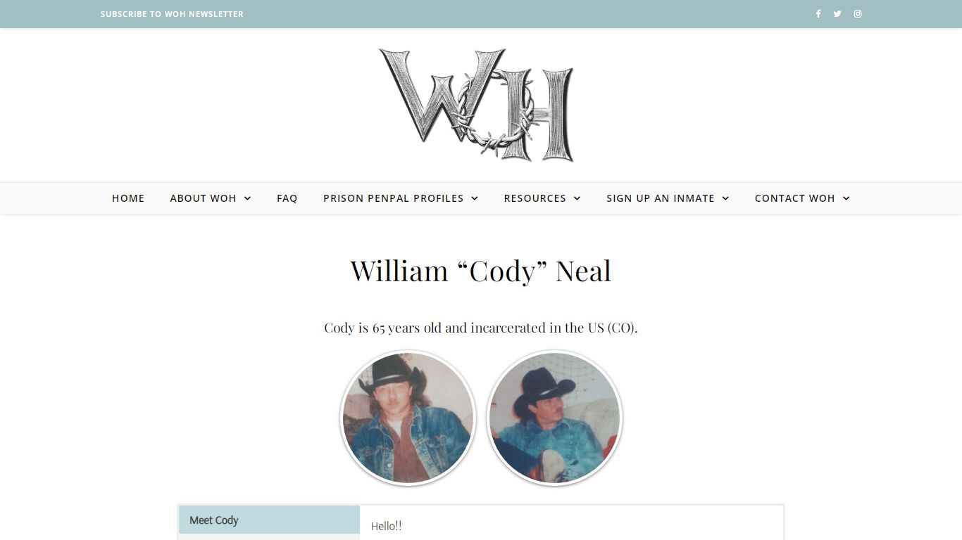 Prison Correspondence: Write to Inmate PenPal William "Cody" Neal