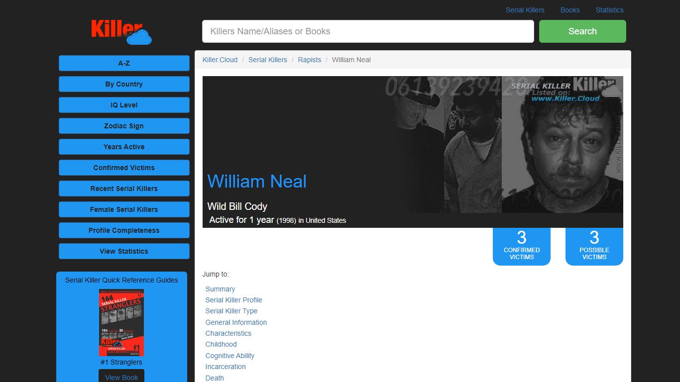 Killer: William Neal - Wild Bill Cody profiled on Killer.Cloud